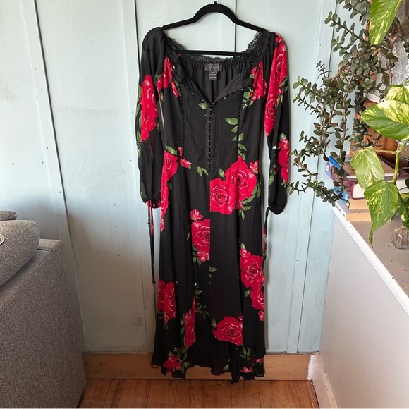 Disney Princess/Garcia Off-The-Shoulder Maxi Floral Dress Corset Floral SZ Small - Picture 5 of 8